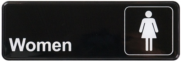 Winco Black Women Information Sign, 9 x 3 inch -- 12 per case