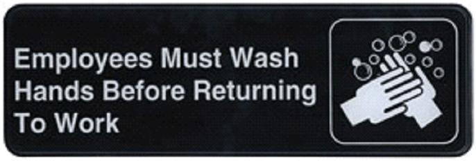 Winco Black Employees Must Wash Hands Before Returning to Work Information Sign -- 12 per case
