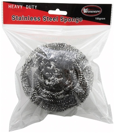 Winco Stainless Steel Scrubbing Sponge, 105 Grams -- 12 per case