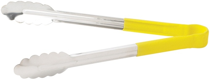 Winco Stainless Steel Heavy Duty Yellow Utility Tong, 12 inch -- 6 per case