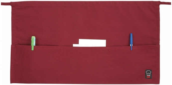Winco Burgundy 3 Pocket Waist Apron, 12 1/2 x 21-3/4 inch -- 12 per case