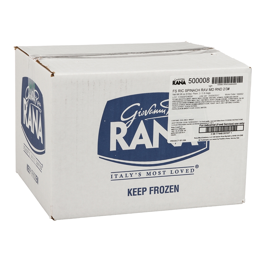 Rana Ricotta and Spinach Ravioli, 3 Pound -- 2 per case.
