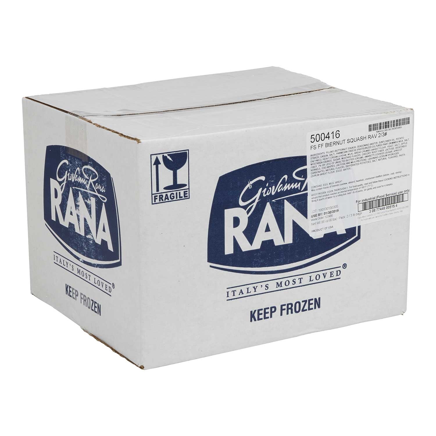 Rana Meal Solutions Fresh Butternut Squash Ravioli, 3 Pound -- 2 per case.