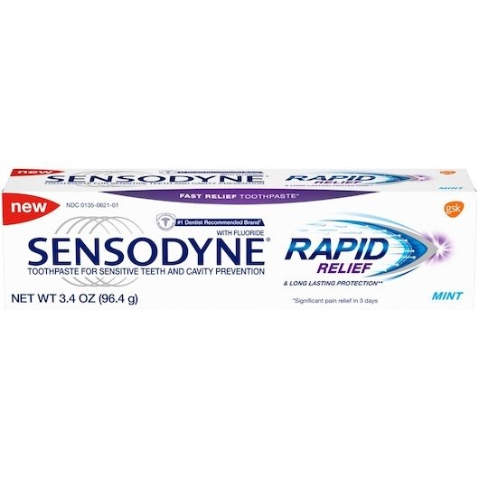 Sensodyne Rapid Relief Mint Toothpaste, 3.4 Ounce -- 12 per case.