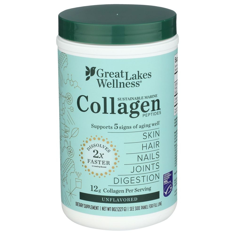 Great Lakes Wellness Unflavored Sustainable Marine Collagen Peptides, 8 Ounce