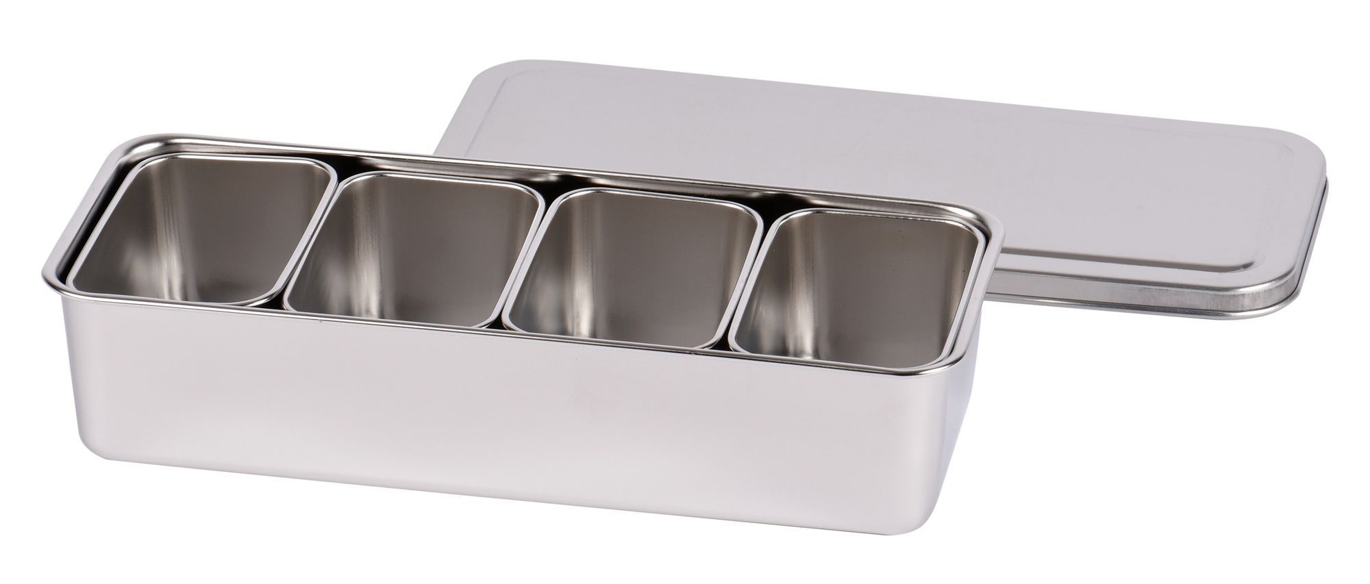 Louis Tellier 18/8 Stainless Steel Japanese 4 Mini Boxes in Container, 11 inch Length x 2.36 inch Height