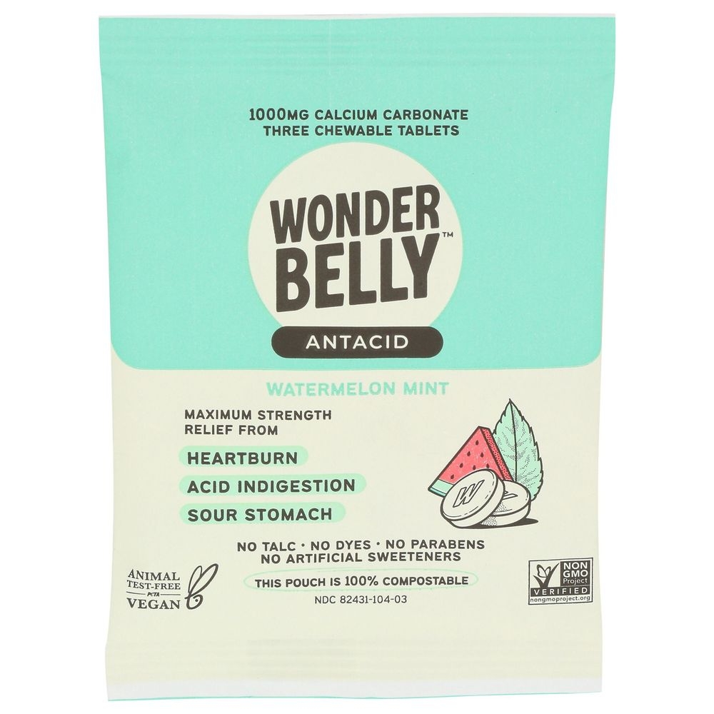 Wonderbelly Maximum Strength Antacid Chewable Tablets, 3 count -- 20 per case