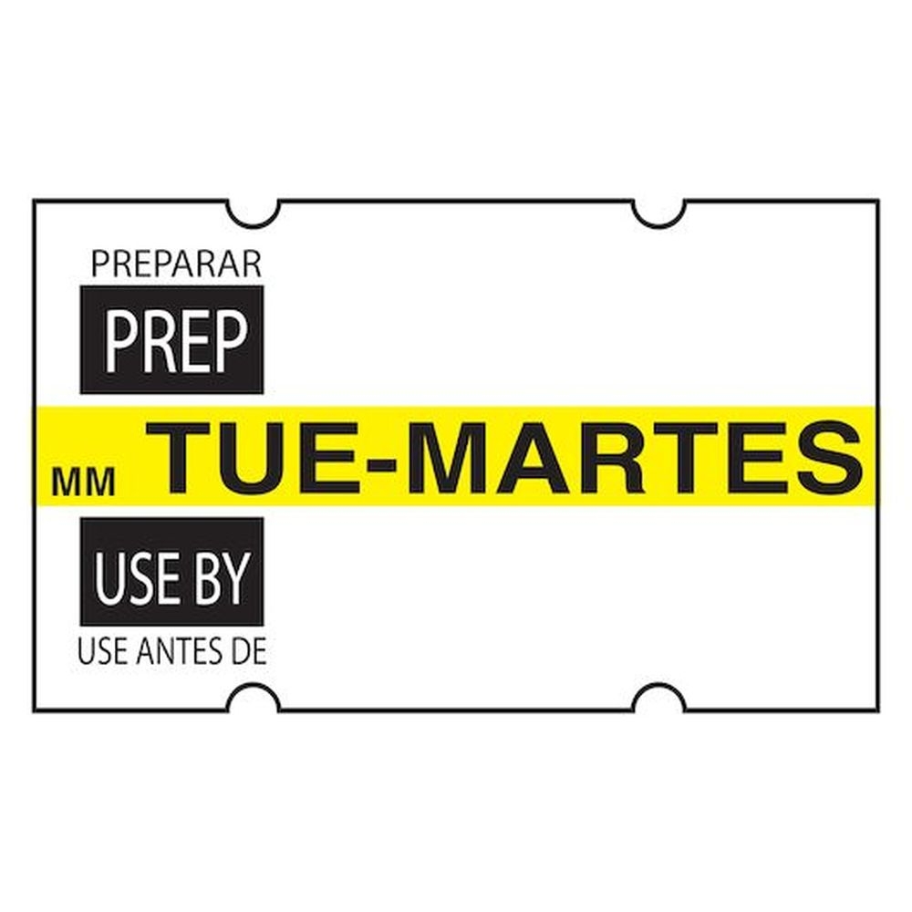 Daymark Day Of Week Preparation Use By Tuesday Label, 1000 count