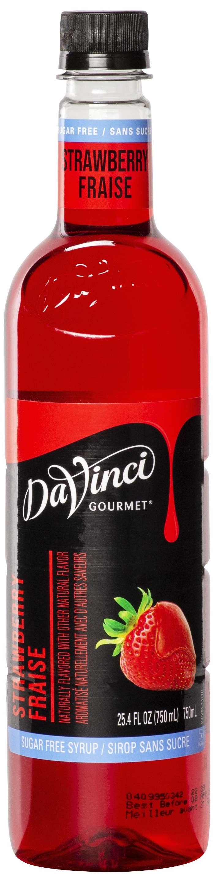 Davinci Gourmet Sugar Free Strawberry Syrup, 750 Milliliter -- 4 per case