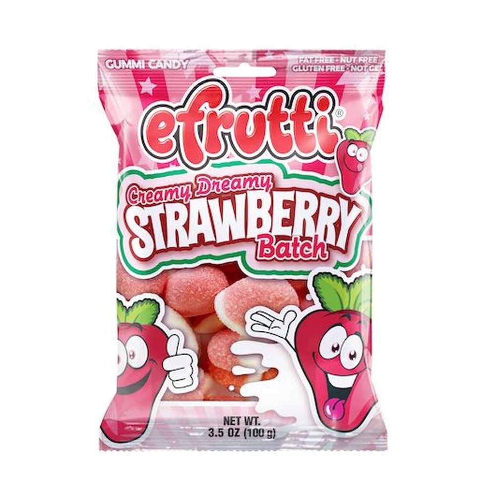 Efrutti Creamy Dreamy Strawberry Batch Gummi Candy - Display, 100 Gram -- 12 per case