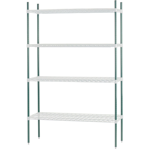 Green Epoxy Post With Adjustable Foot 34 inch For Wire Shelving.