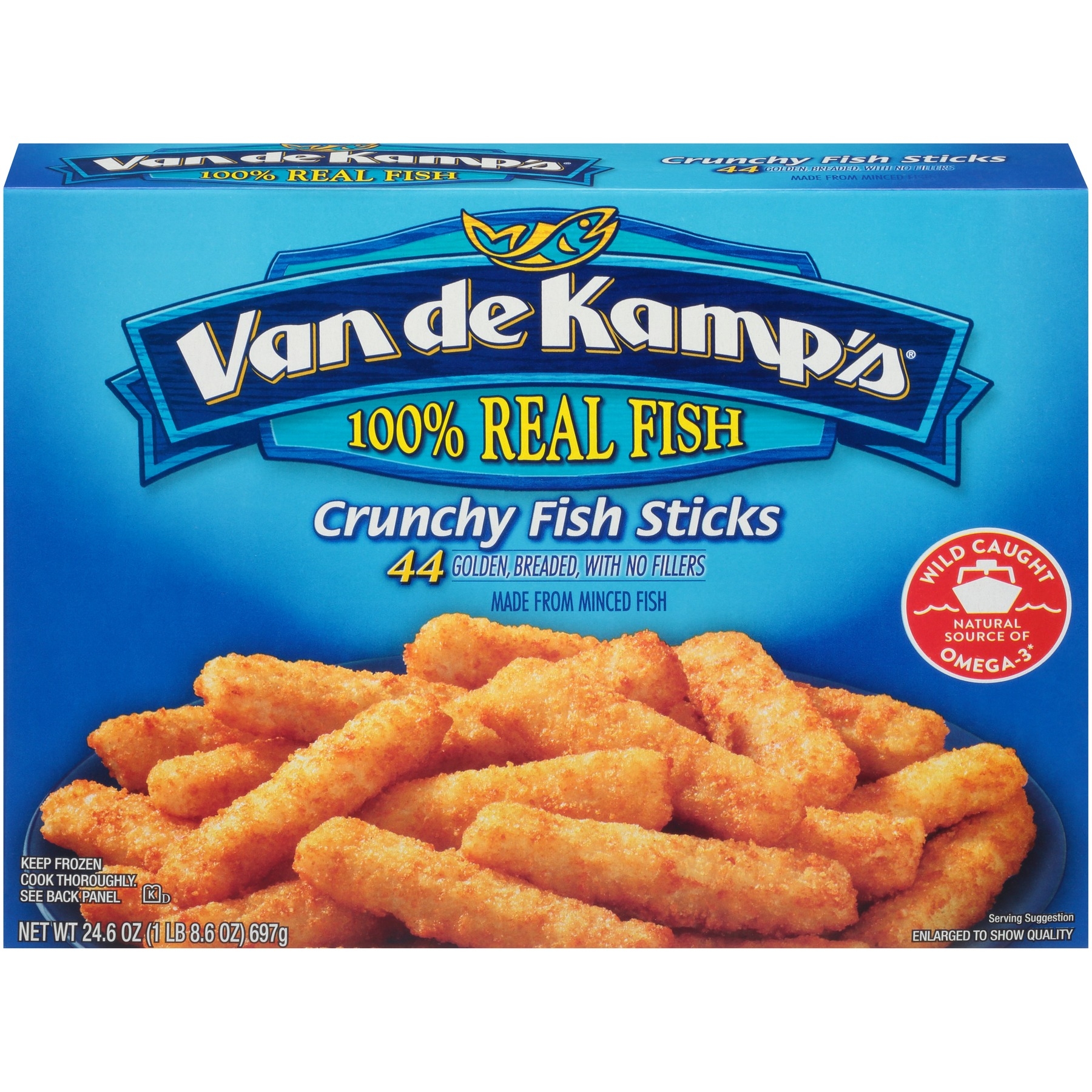 Pinnacle Frozen Van de Kamps Minced Breaded Fish Stick, 26.4 Ounce -- 12 per case.