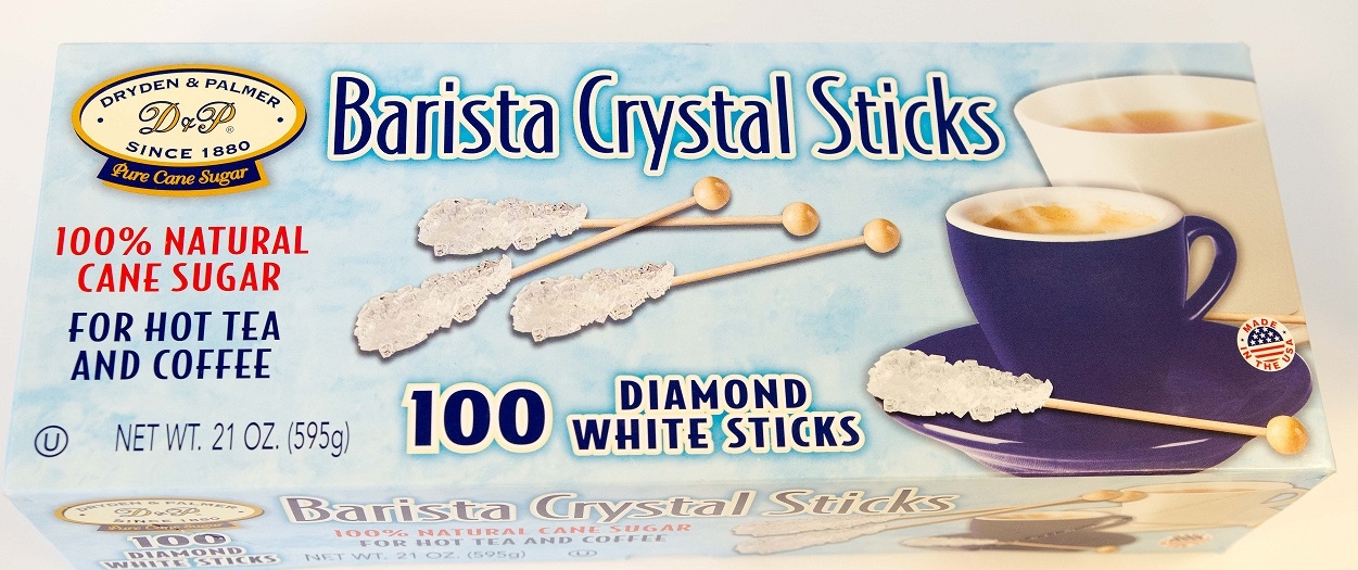 Dryden and Palmer White Rock Unwrapped Barista Stick Candy - Bulk, 100 count per pack -- 400 per case.