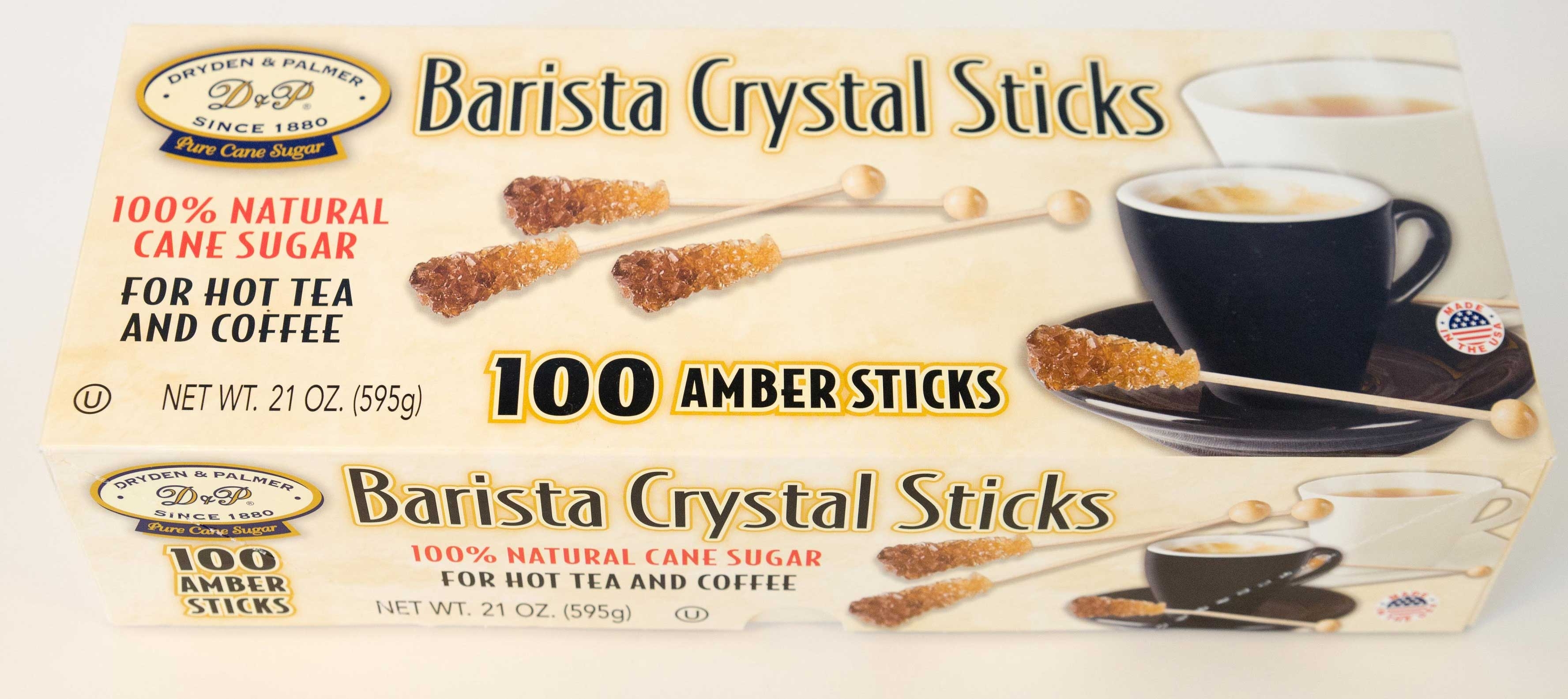 Dryden and Palmer Amber Rock Unwrapped Barista Stick Candy - Bulk, 100 count per pack -- 400 per case.