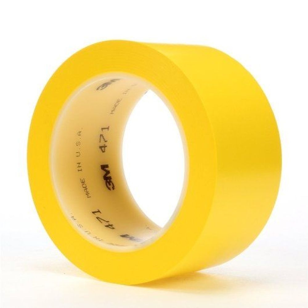 3M Yellow 5.2 Mil Vinyl Tape, 2 inch x 36 yard - 24 per case