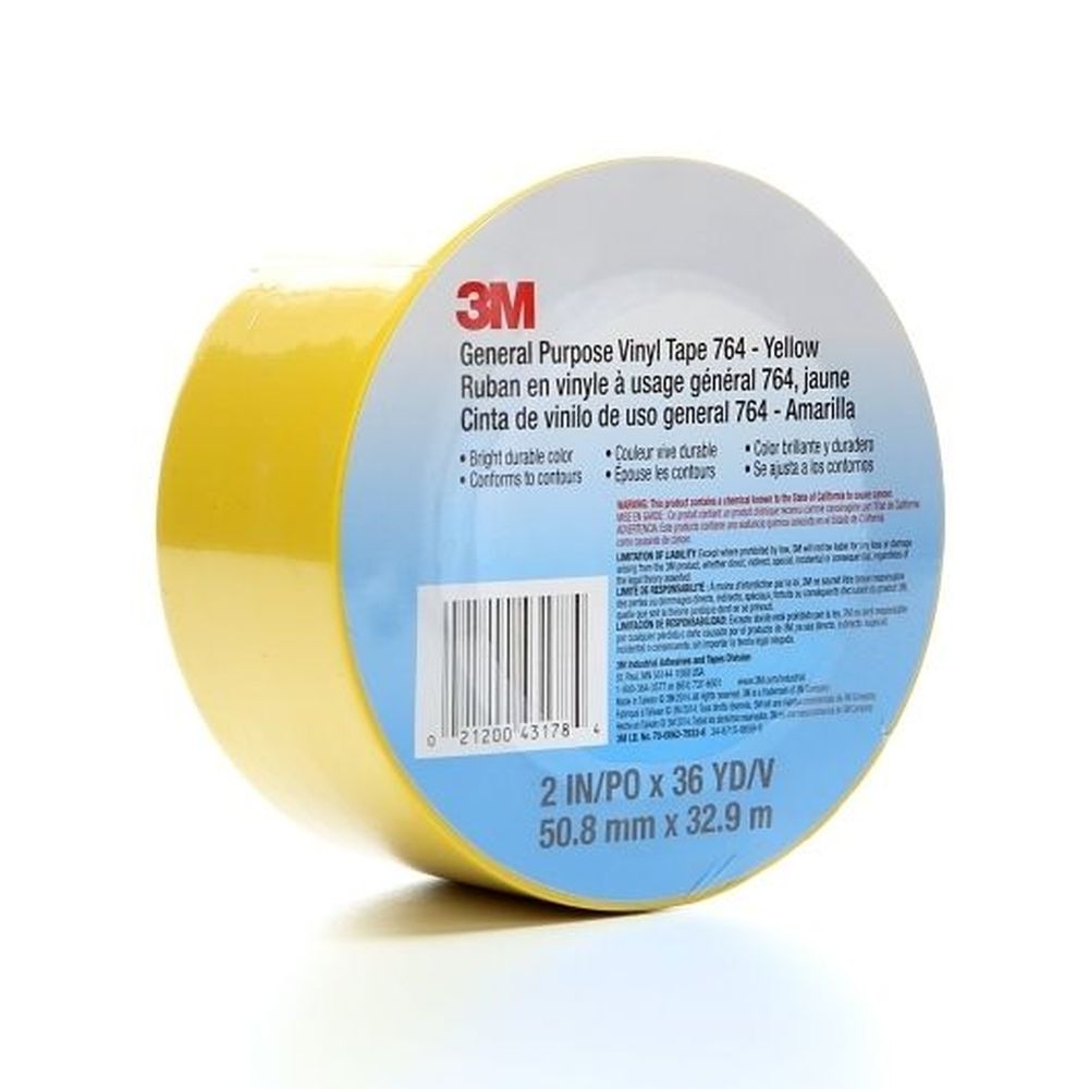 3M Yellow 5 Mil General Purpose Vinyl Tape, 2 inch x 36 yard - 24 per case