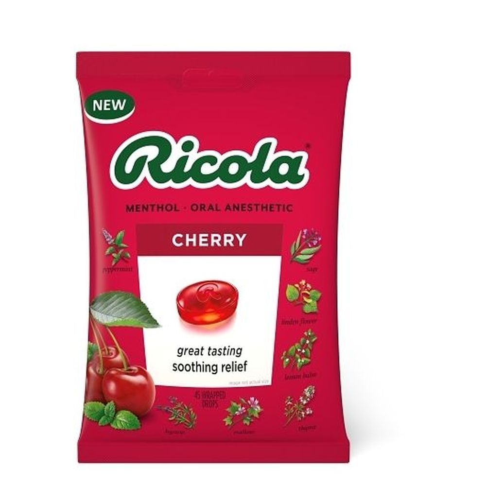 Ricola Cherry Flavor Menthol Drops, 45 count -- 36 per case