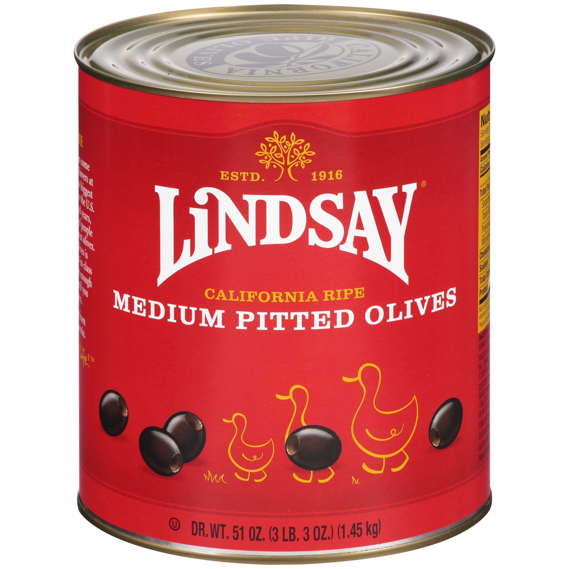 Lindsay Olive Pitted Ripe Medium, 51 Ounce -- 6 per case