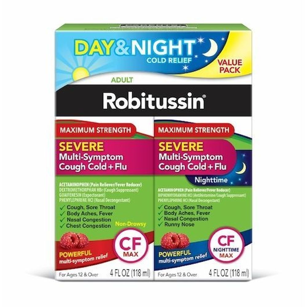 Robitussin Maximum Strength Day and Nighttime Severe Multi Symptom Relief, 8 Ounce -- 12 per case