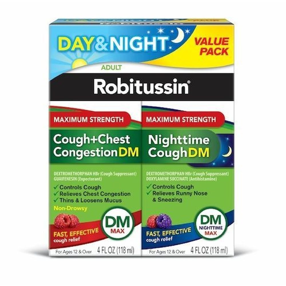 Robitussin Maximum Strength Day and Nighttime Cough Relief, 8 Ounce -- 12 per case