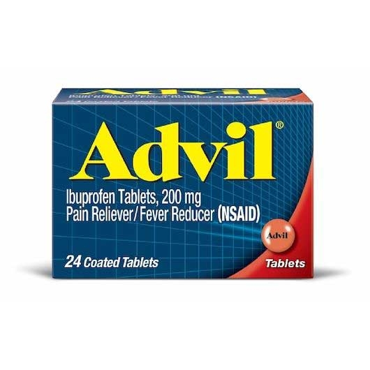 Advil Ibuprofen Pain Reliever and Fever Reducer Tablet - 24 count per pack -- 72 packs per case