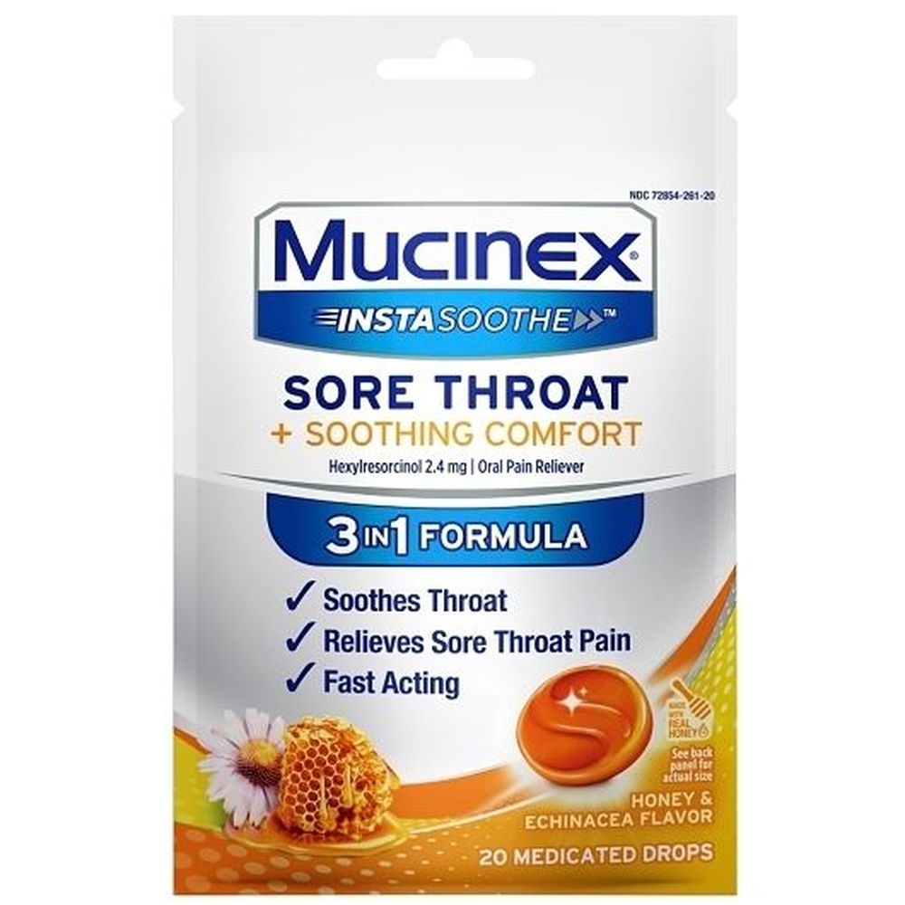 Mucinex Insta Honey and Echinacea Sorethroat Drops, 20 count -- 36 per case