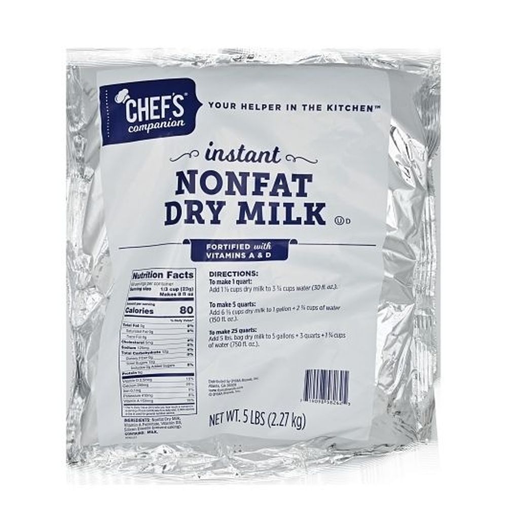 Chefs Companion Nonfat Dry Milk Instant Fortified Low Heat, 5 Pound -- 6 per case.