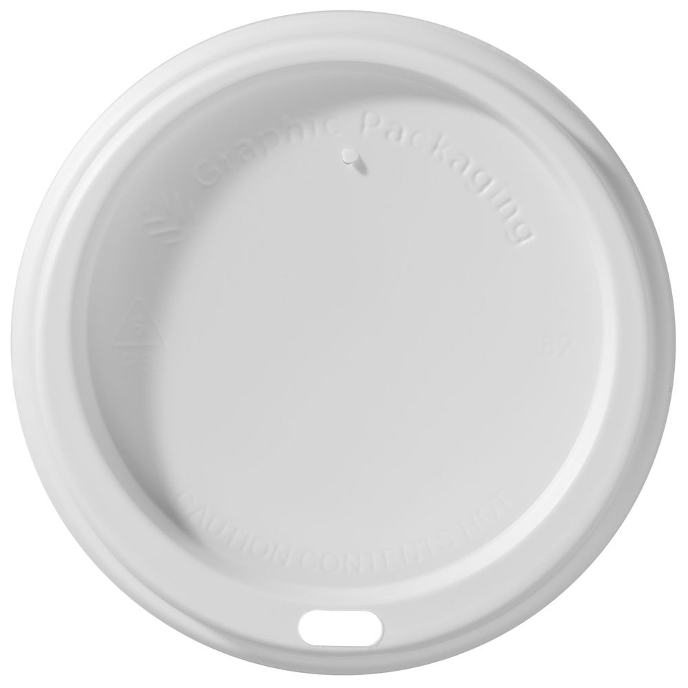 Graphic Packaging Polystyrene White Dome Sipper Lid for 10/12/16/20/24 Ounce Hot Cup -- 1200 per case