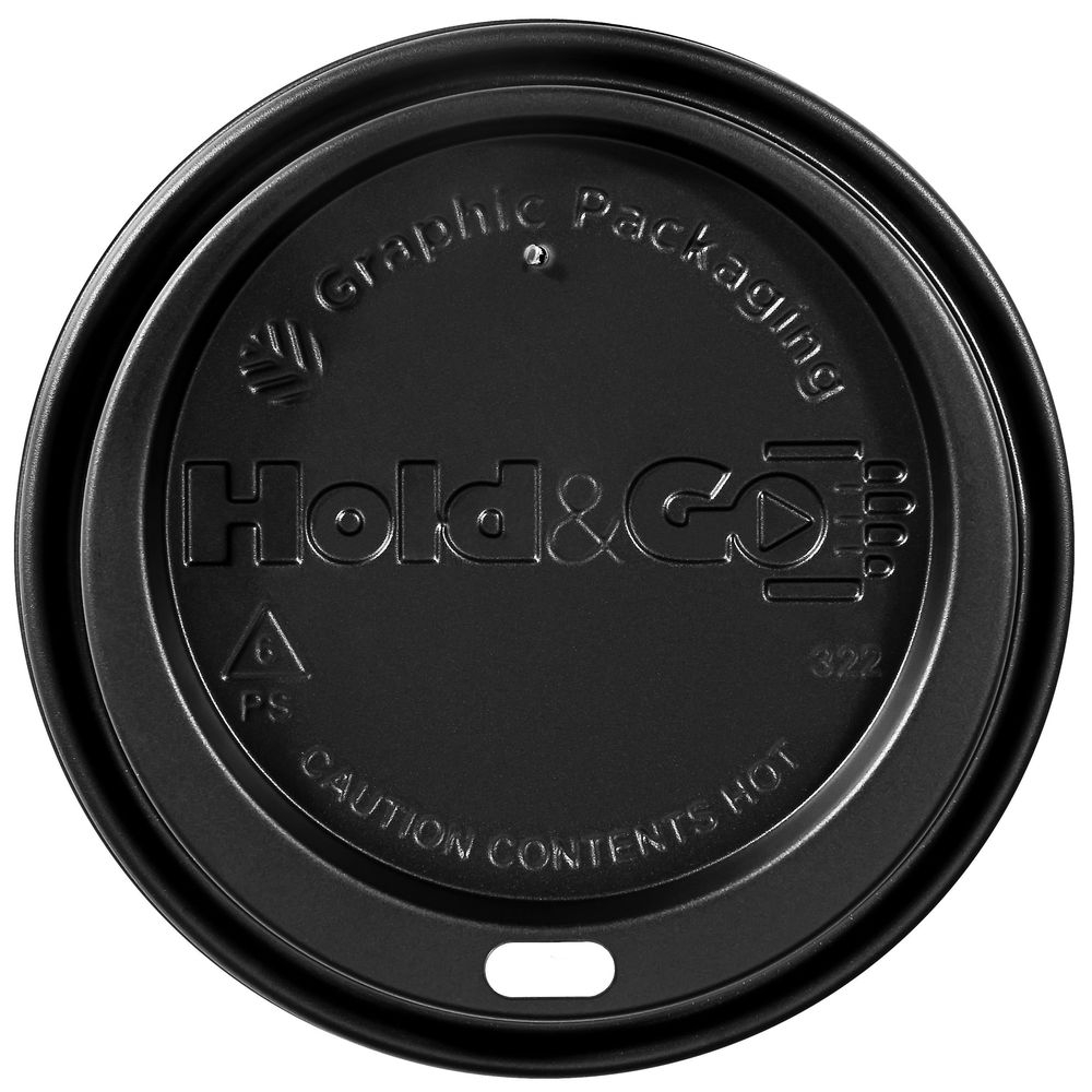 Graphic Packaging Polystyrene Hold and Go Black Dome Sipper Lid for 12, 16 and 20 Ounce Hot Cups -- 1200 per case