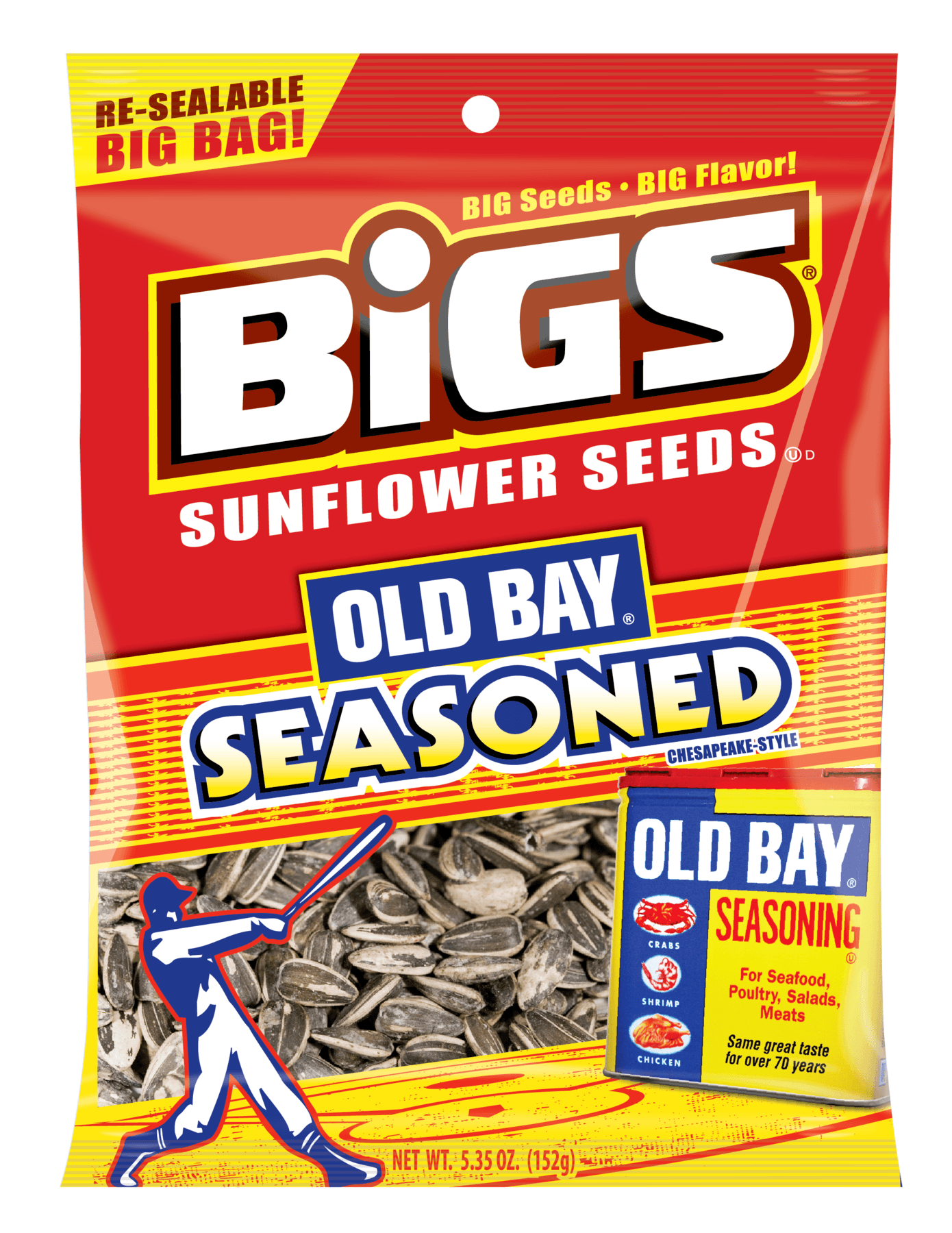 Bigs Old Bay Catch of the Day Seasoned Sunflower Seeds, 5.35 Ounce -- 12 per case.