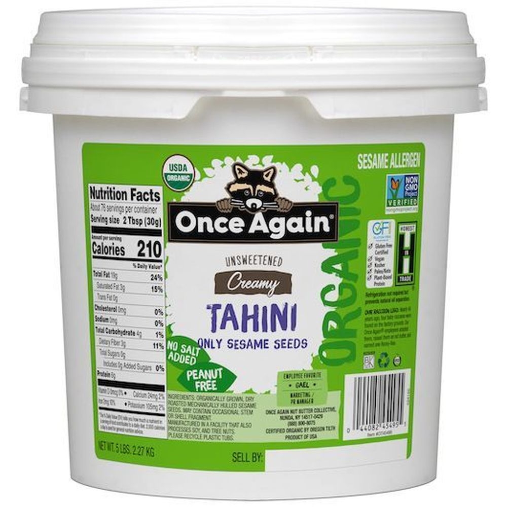 Once Again Nut Butter Organic Creamy Tahini, 5 Pound -- 6 per case