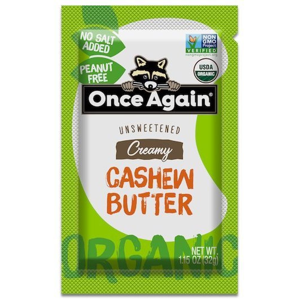 Once Again Nut Butter Organic Unsweetened Creamy Cashew Butter - Squeeze Pack, 1.15 Ounce -- 60 per case