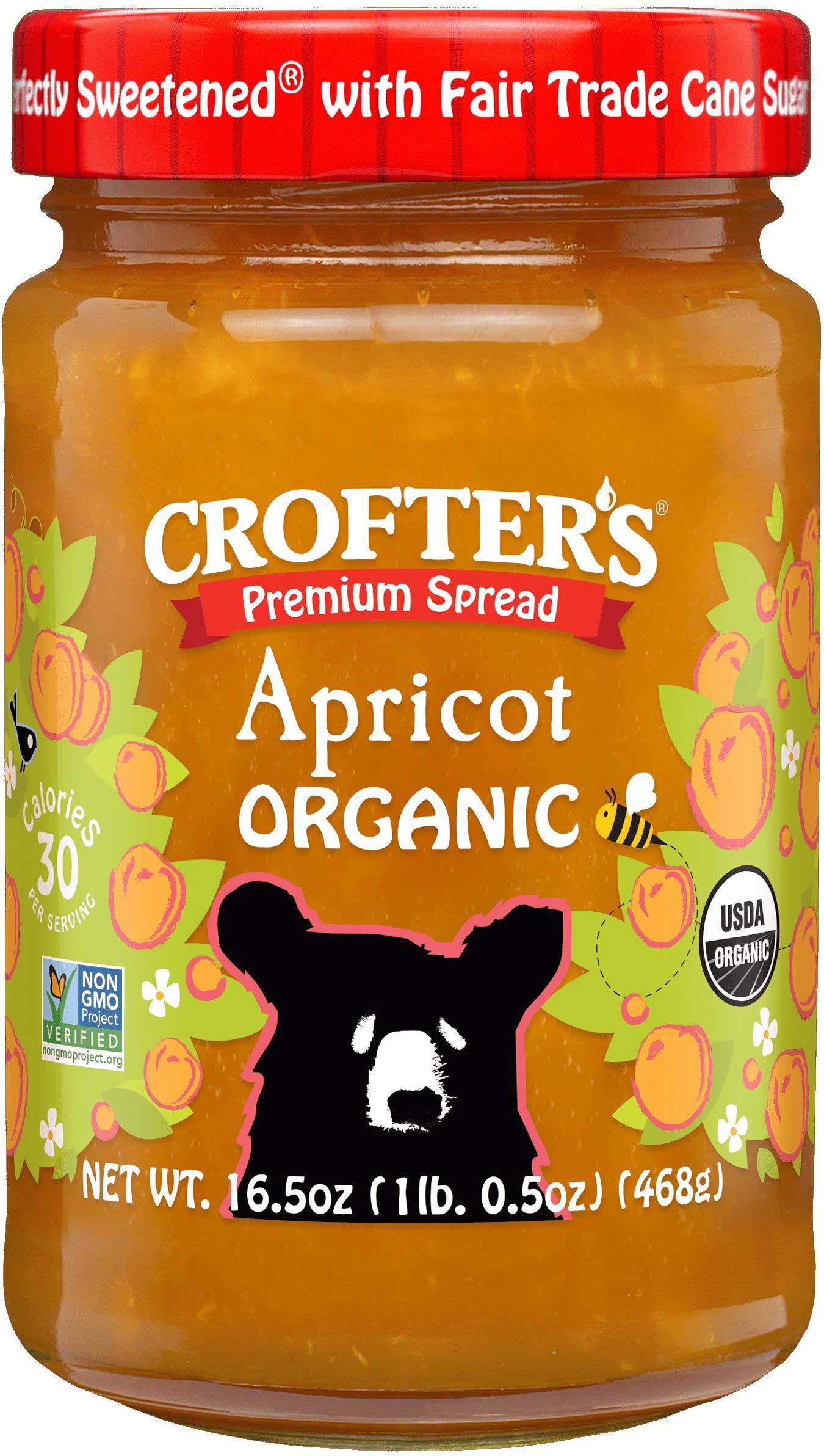 Crofters Organic Family Size Premium Apricot Spread, 16.5 Ounce -- 6 per case