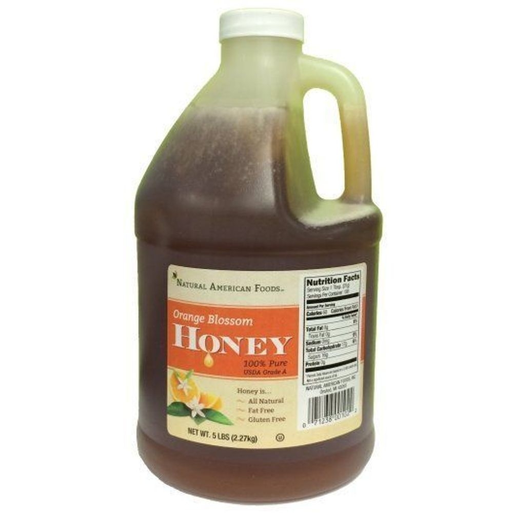 Natural American Foods Orange Blossom Honey, 5 Pound -- 6 per case