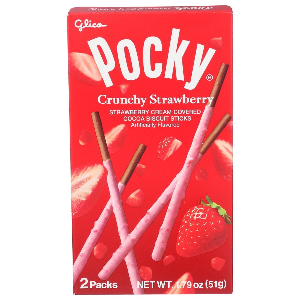 Pocky Crunchy Strawberry Cream Covered Cocoa Biscuit Sticks, 1.79 Ounce -- 10 per case