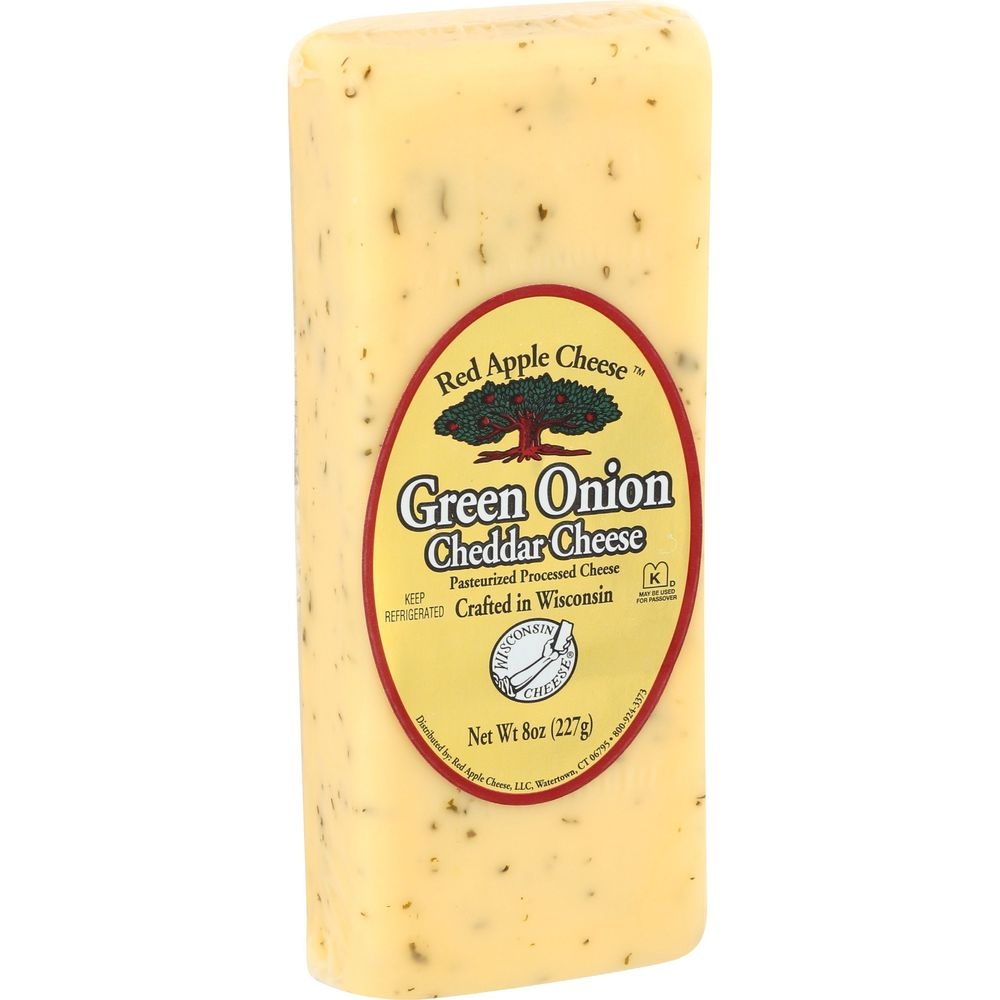Red Apple Cheese Green Onion Cheddar Cheese, 8 Ounce -- 12 per case