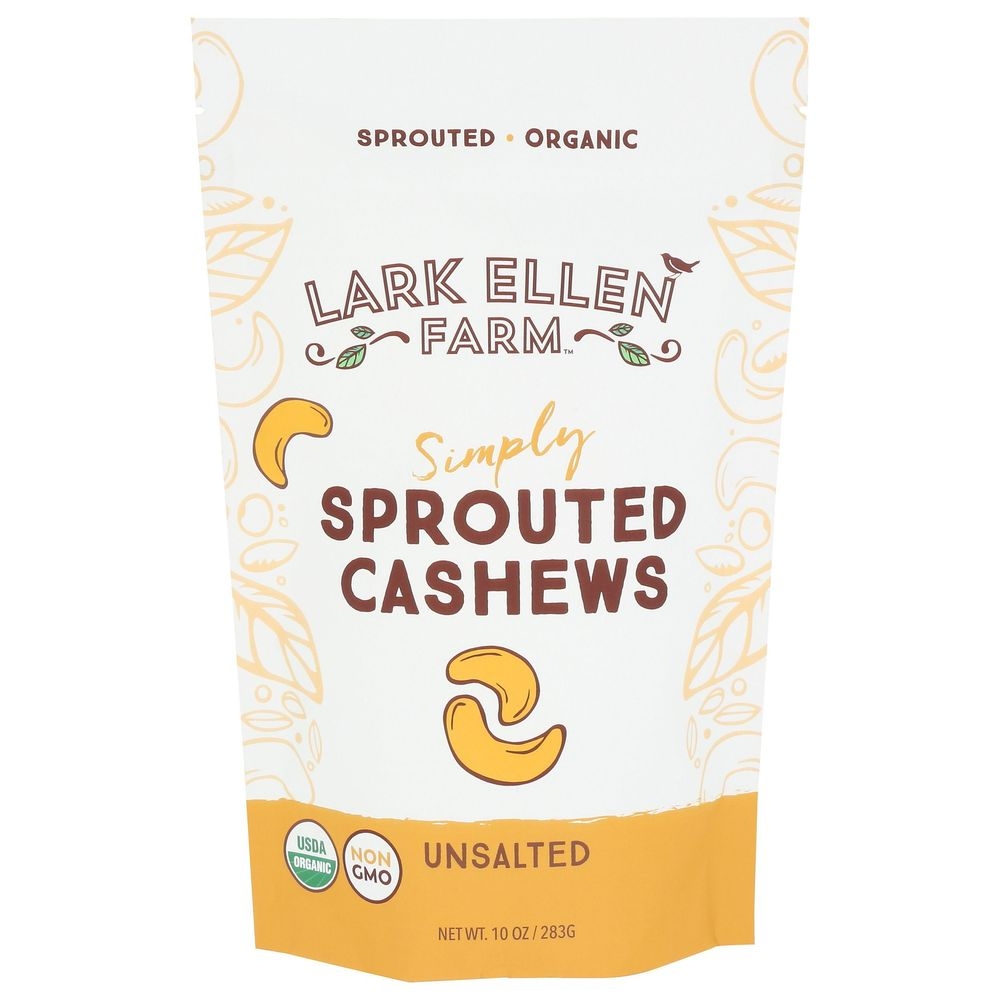 Lark Ellen Farm Organic Unsalted Simply Sprouted Cashews, 10 Ounce -- 6 per case
