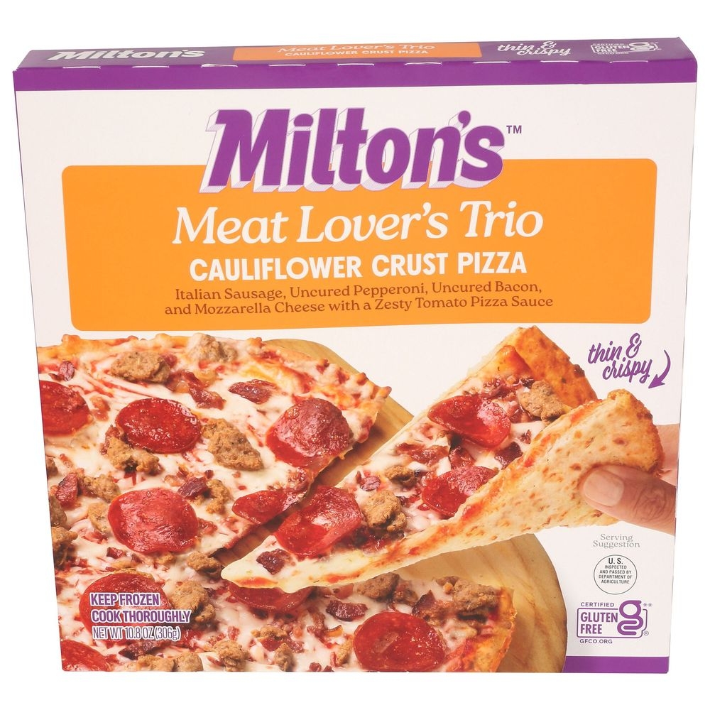 Miltons Meat Lovers Trio Cauliflower Crust Pizza, 10.8 Ounce -- 8 per case
