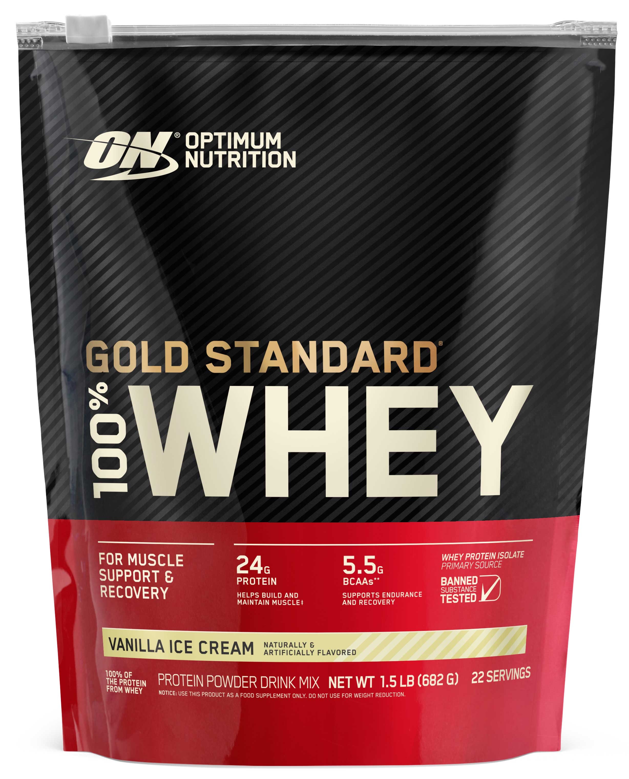 Optimum Nutrition Whey Vanilla Ice Cream Drink Mix, 1.5 Pound -- 6 per case