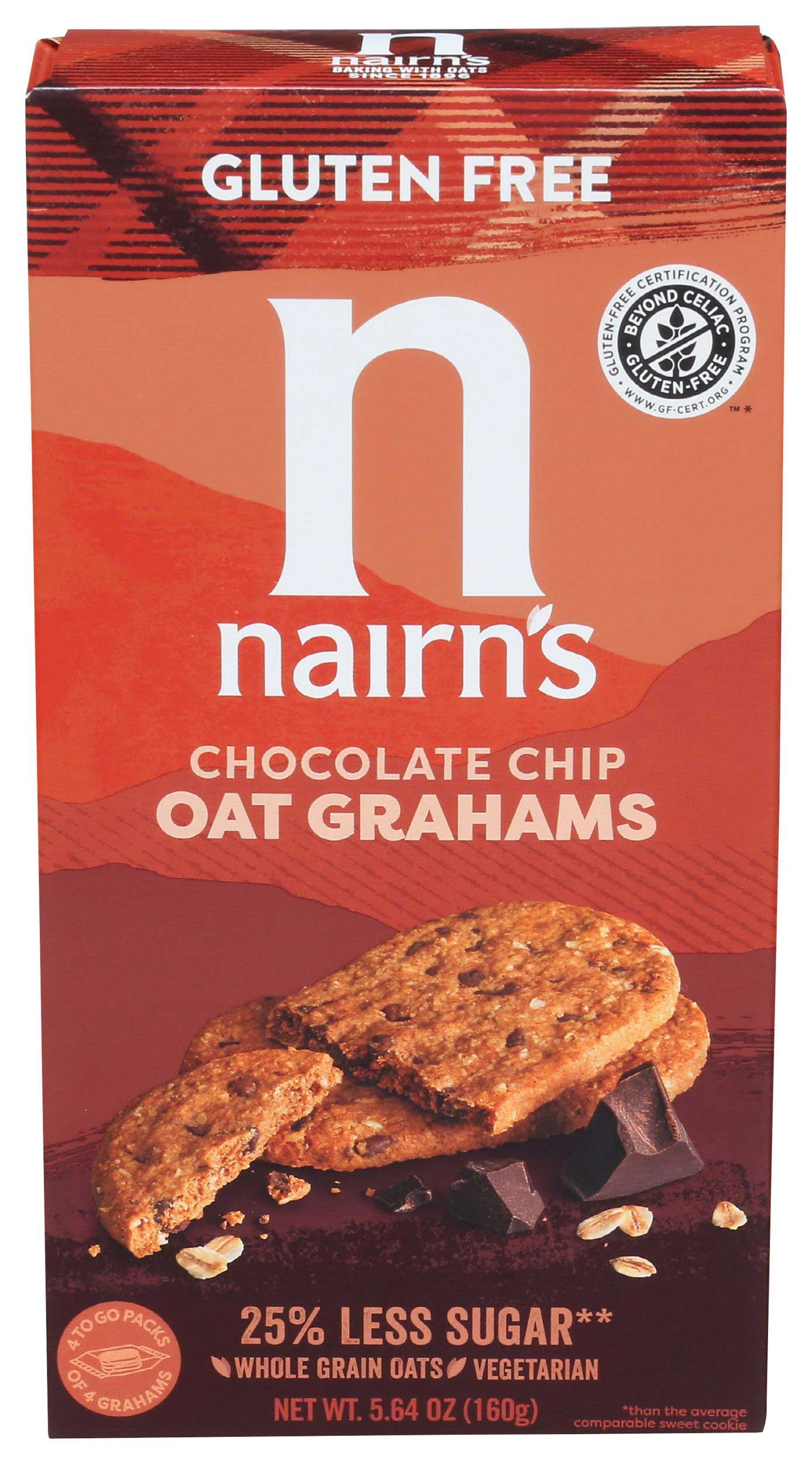 Nairns Gluten Free Chocolate Chip Oatmeal Graham Cookie, 5.64 Ounce