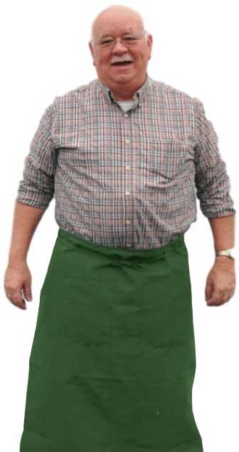 Intedge Green Poly/Cotton Bistro Apron with 2 Pockets, 38 inch Long x 34 inch Wide 