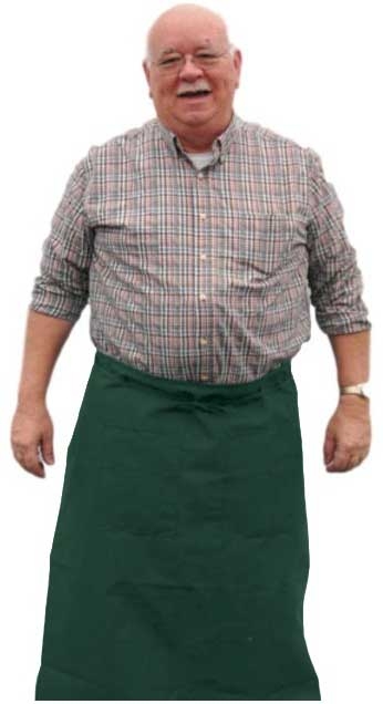 Intedge Hunter Green Poly/Cotton Bistro Apron with 2 Pockets, 38 inch Long x 34 inch Wide 