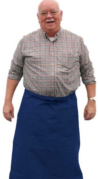 Intedge Blue Poly/Cotton Bistro Apron with 2 Pockets, 38 inch Long x 34 inch Wide 