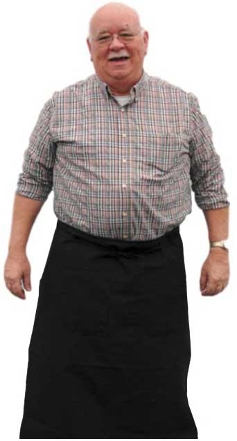 Intedge Black Poly/Cotton Bistro Apron with 2 Pockets, 38 inch Long x 34 inch Wide 