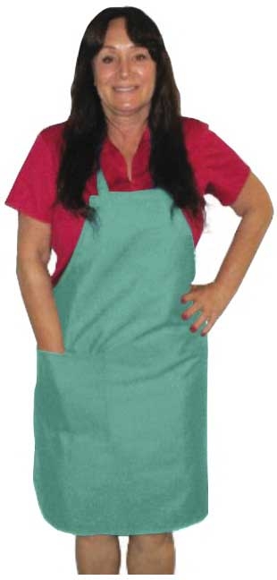 Intedge Seafoam Green Poly/Cotton 1 Hip Pocket Deluxe Bib Apron with Matching Ties, 32 inch Long x 28 inch Wide 