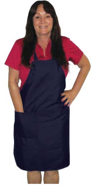 Intedge Navy Poly/Cotton 1 Hip Pocket Deluxe Bib Apron with Matching Ties, 32 inch Long x 28 inch Wide 