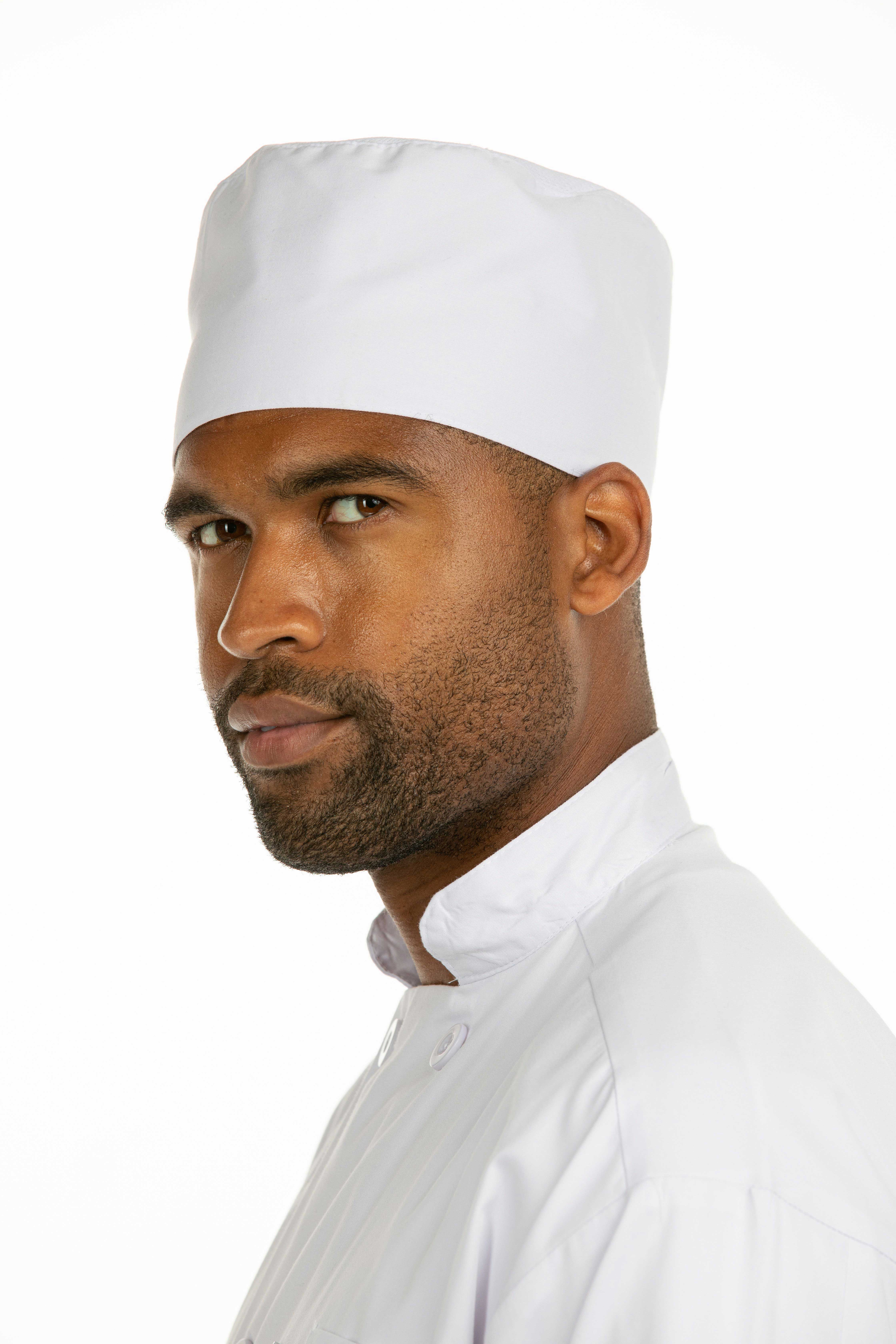 Hey Chef White One Size Chef Beanie with Mesh Top and Adjustable Velcro Closure