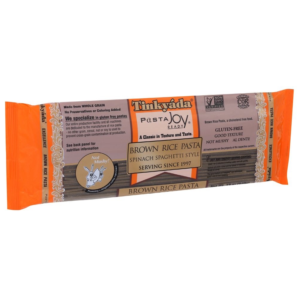 Tinkyada Brown Rice Spinach Spaghetti Pasta, 12 Ounce -- 12 per case