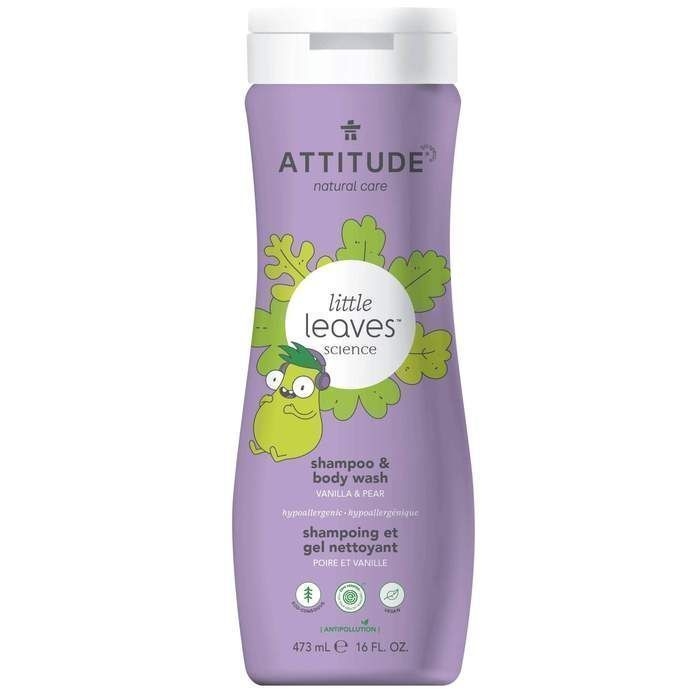 Attitude Vanilla and Pear 2 in 1 Shampoo and Body Wash, 16 Fluid Ounce -- 6 per case