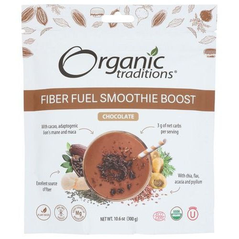 Organic Traditions Chocolate Fiber Fuel Smoothie Boost, 10.6 Ounce